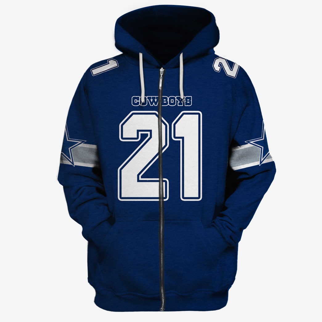 Men's Nike Ezekiel Elliott Navy Dallas Cowboys Therma Long Sleeve