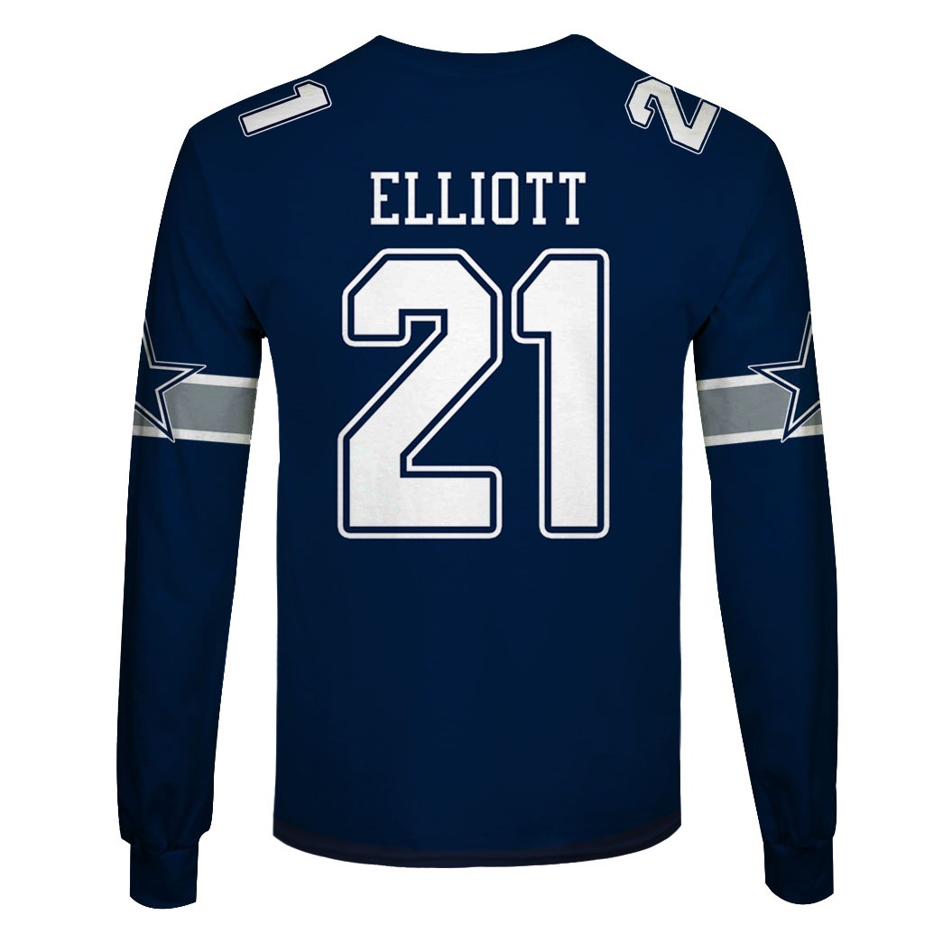 Men's Nike Ezekiel Elliott Navy Dallas Cowboys Player Name & Number Long  Sleeve T-Shirt