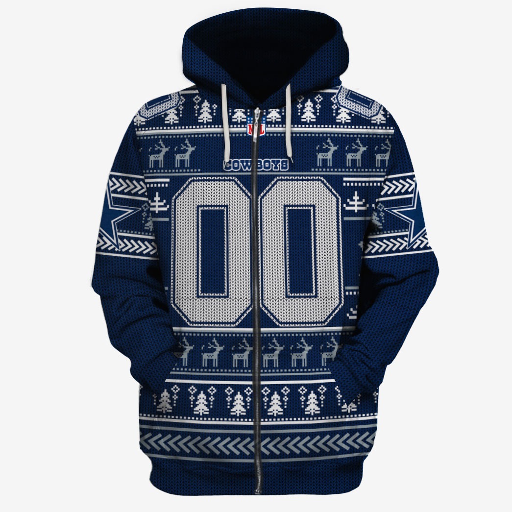 NFL Dallas Cowboys Camouflage Blue Hoodie, Zip Hoodie 3D All Over Print For  Fans