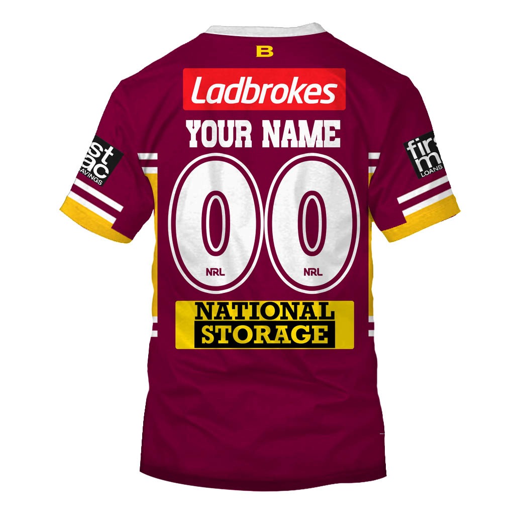 Brisbane Broncos NRL Personalized 3D Hoodies Home Jersey - USALast