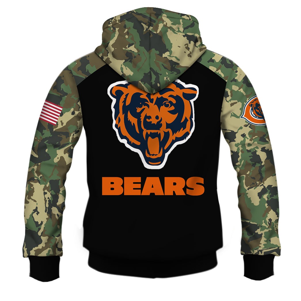 Chicago Bears Army Camouflage American Flag Punisher Skull Limited