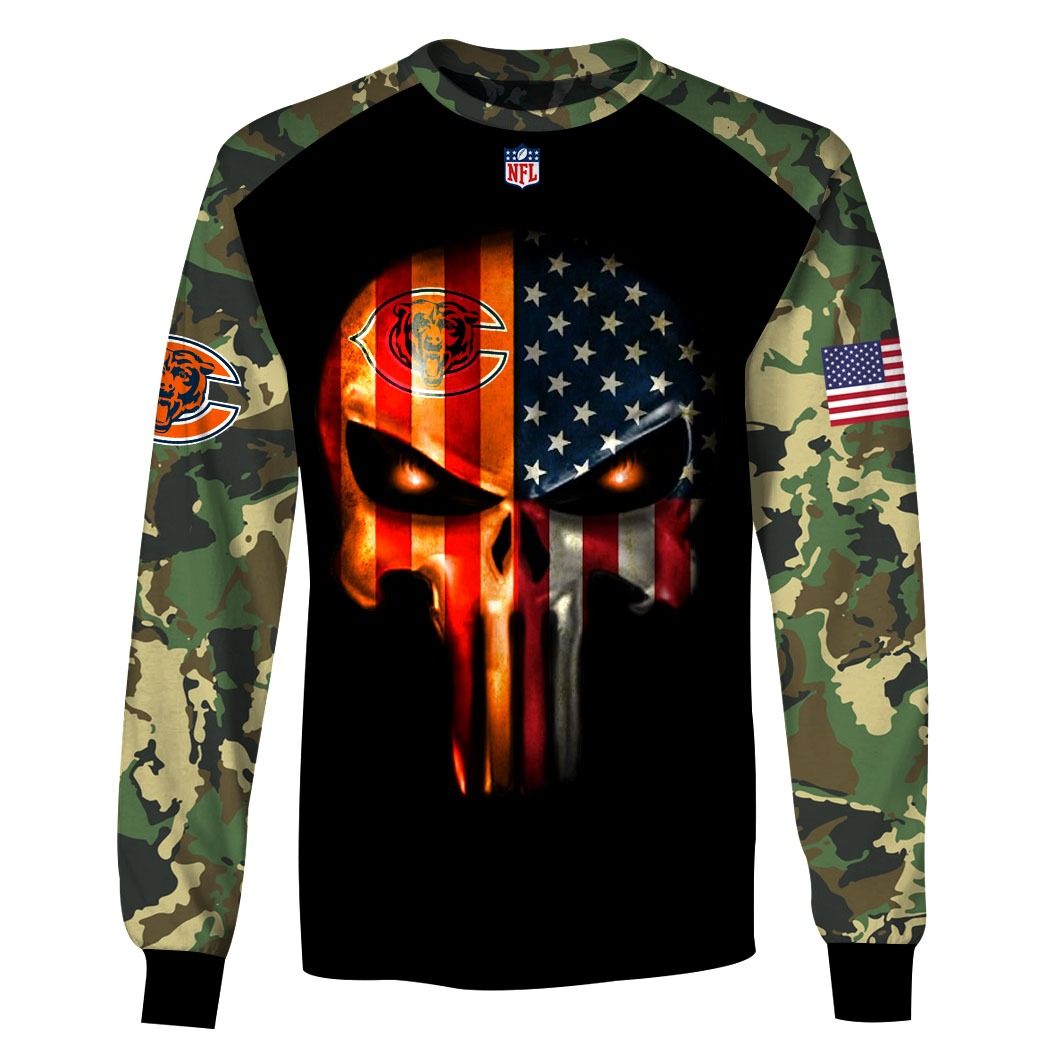 Personalized Chicago Bears Skull Camo 3D Shirt, Hoodie - LIMITED