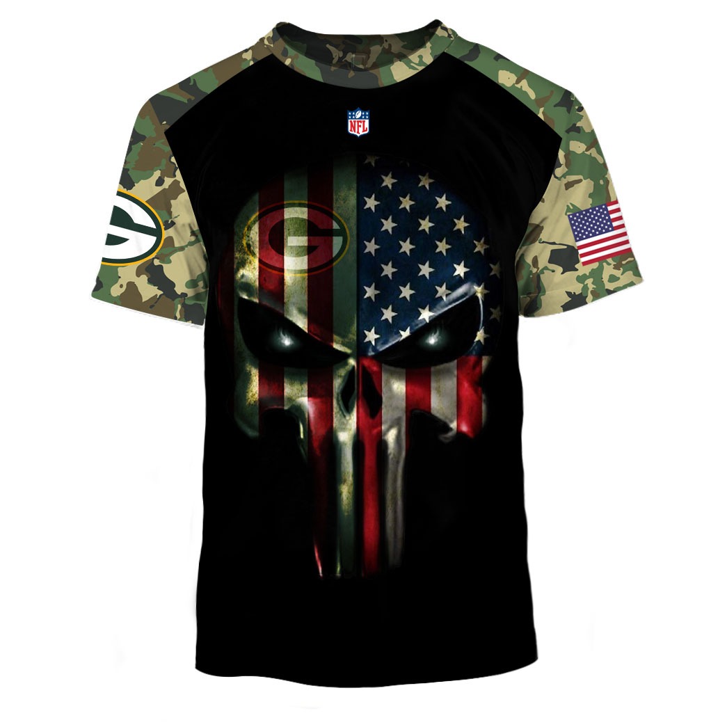 NFL Green Bay Packers All Over Print 3D T Shirt USA Flag Camo