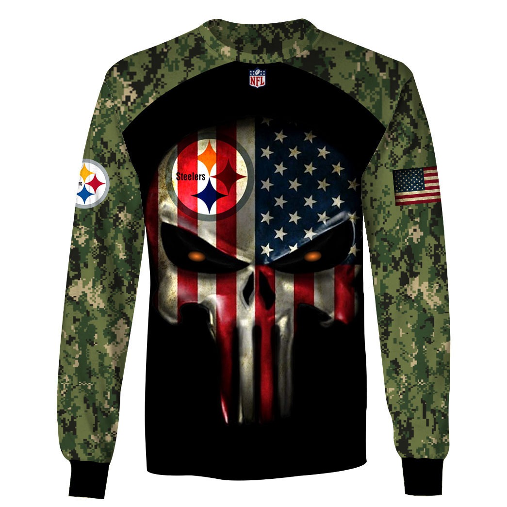 Pittsburgh Steelers Punisher New Skull Full 3D Hoodie All Over Printed -  T-shirts Low Price