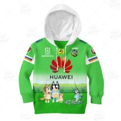 Personalize NRL Canberra Raiders Bluey KID Jersey Hoodie T-Shirt