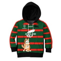 Pesonalise NRL South Sydney Rabbitohs Bluey Kid Jersey Hoodie T-Shirt