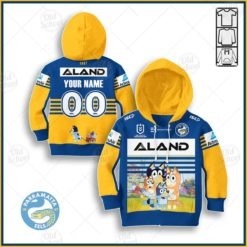 Personalised NRL Bluey Parramatta Eels Kid Jersey Hoodie T-Shirt