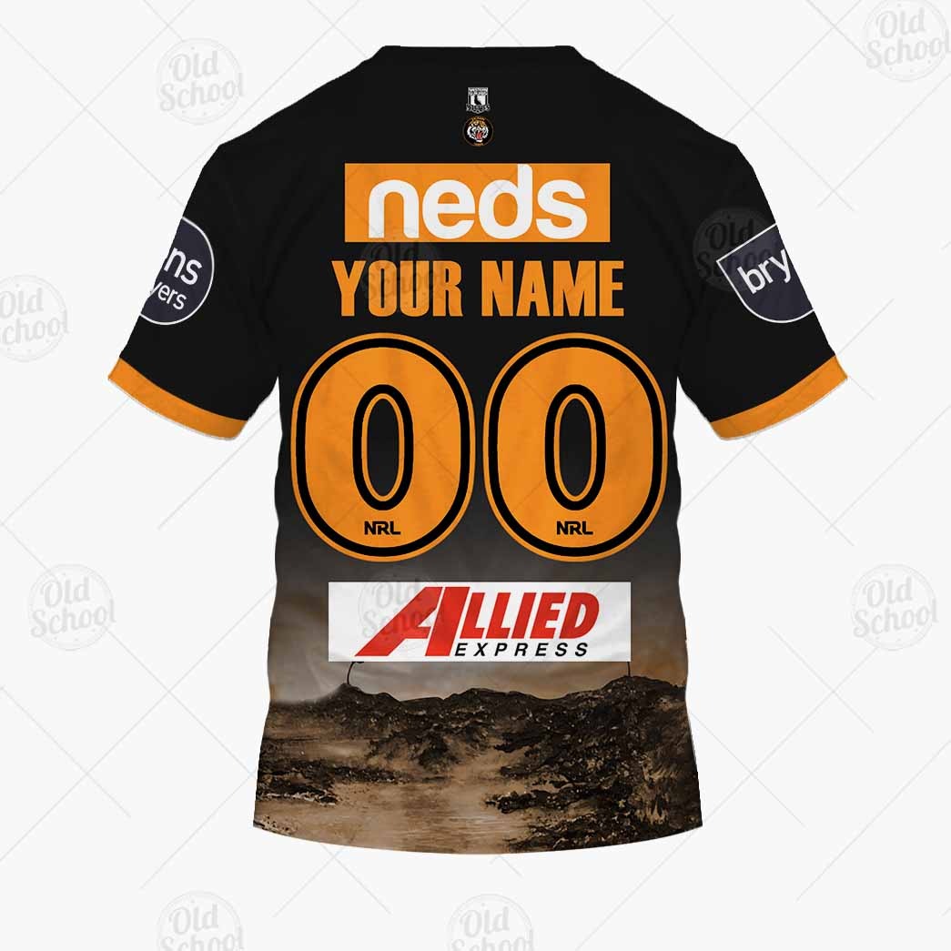 NRL Wests Tigers Custom Name Number 2023 ANZAC Day Jersey T-Shirt