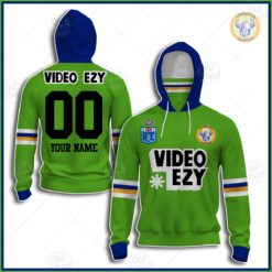 Personalised Canberra Raiders 1990 Video Ezy ARL/NRL Vintage Retro Heritage Jersey Hoodie