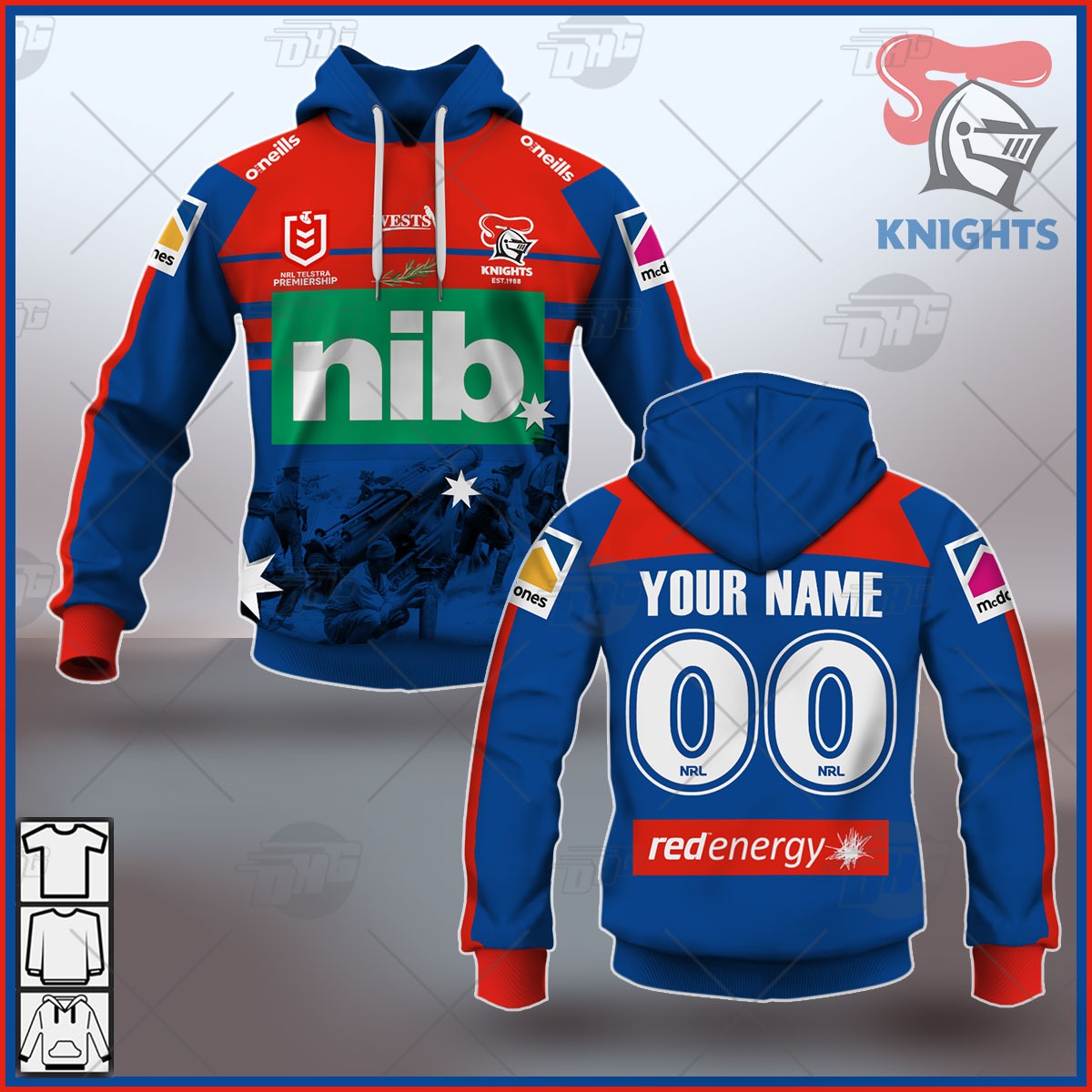 NRL Newcastle Knights Custom Name Number 2021 Away Jersey T-Shirt