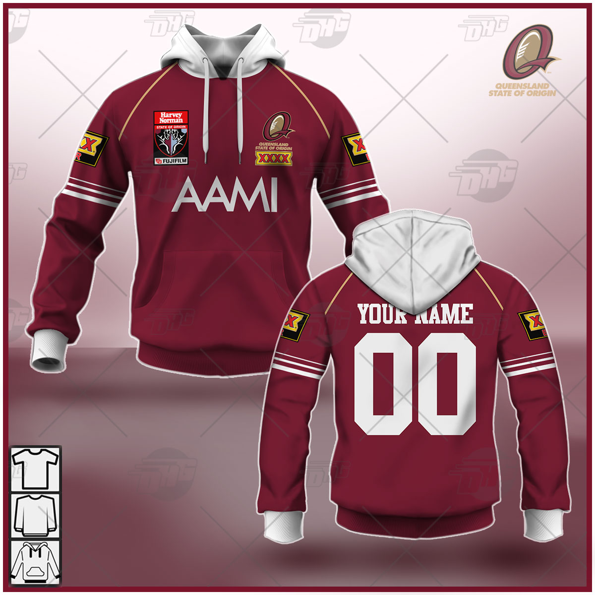 Personalised NRL State Of Origin Series Queensland Maroons Vintage Jersey  Shirt - USALast