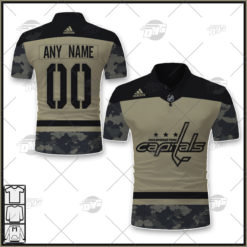 Personalized NHL Washington Capitals Camo Military Appreciation Team Authentic Custom Polo Jersey