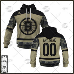 Personalized NHL Boston Bruins Camo Military Appreciation Team Authentic Custom Practice Jersey Hoodie