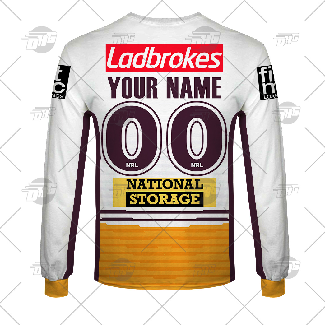 NRL Brisbane Broncos Custom Name Number 2021 Away Jersey T-Shirt