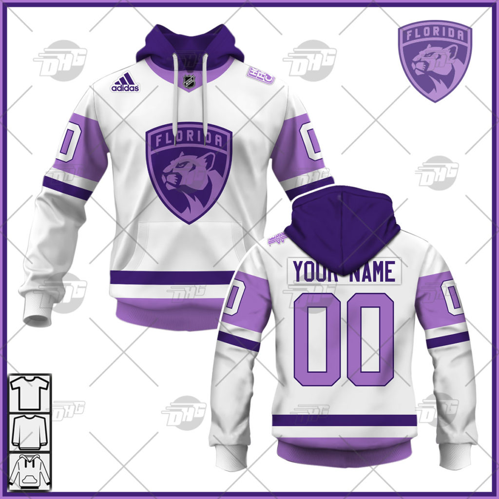 Men's Florida Panthers adidas White/Purple Hockey Fights Cancer
