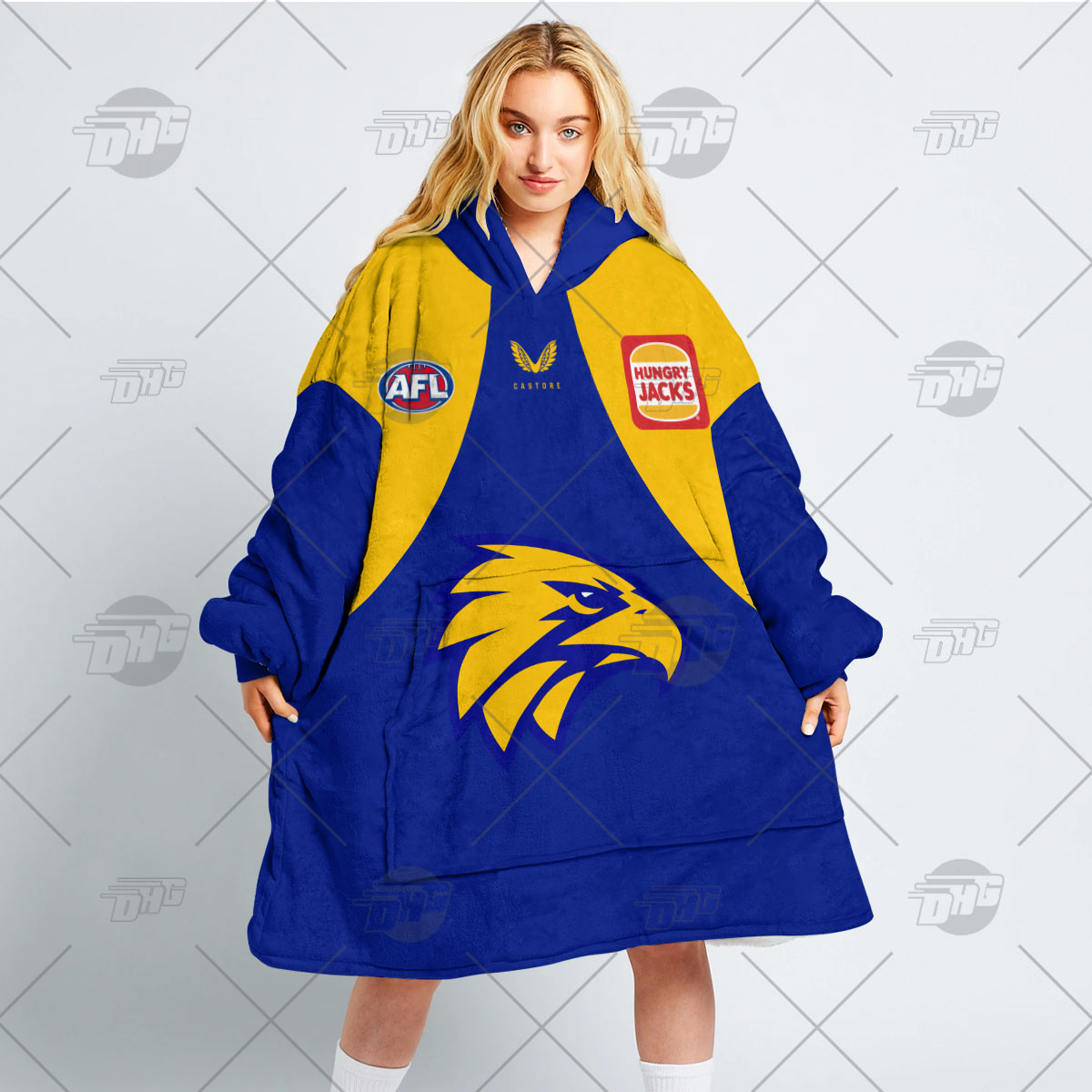 West Coast Eagles AFL Logo Printed 148 cm Polyester Fleece Fabric