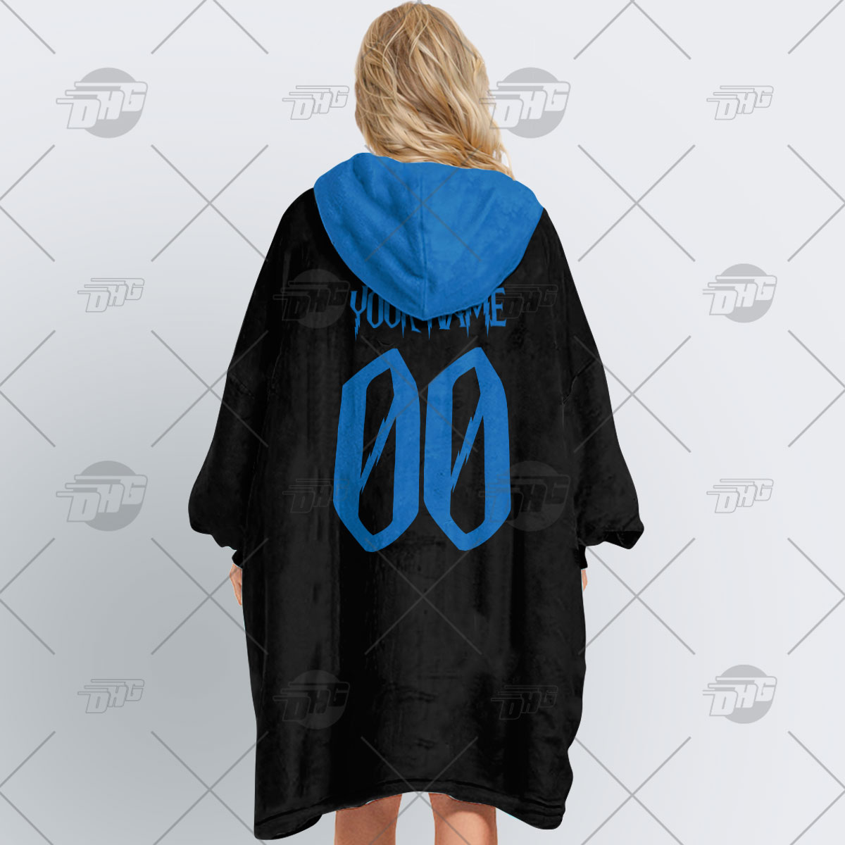 Personalized England Rugby Black Blue Oodie Blanket Hoodie