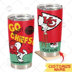 Personalize NFL Kansas City Chiefs Tumbler Snoopy Stainless Steel Tumbler 20oz 30oz Best Gift