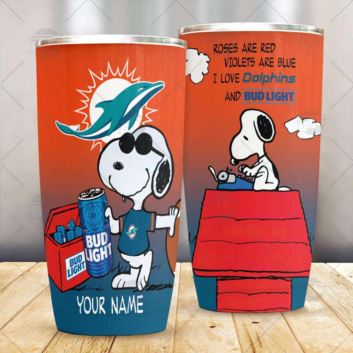 Miami Dolphins NFL Snoopy Tumbler