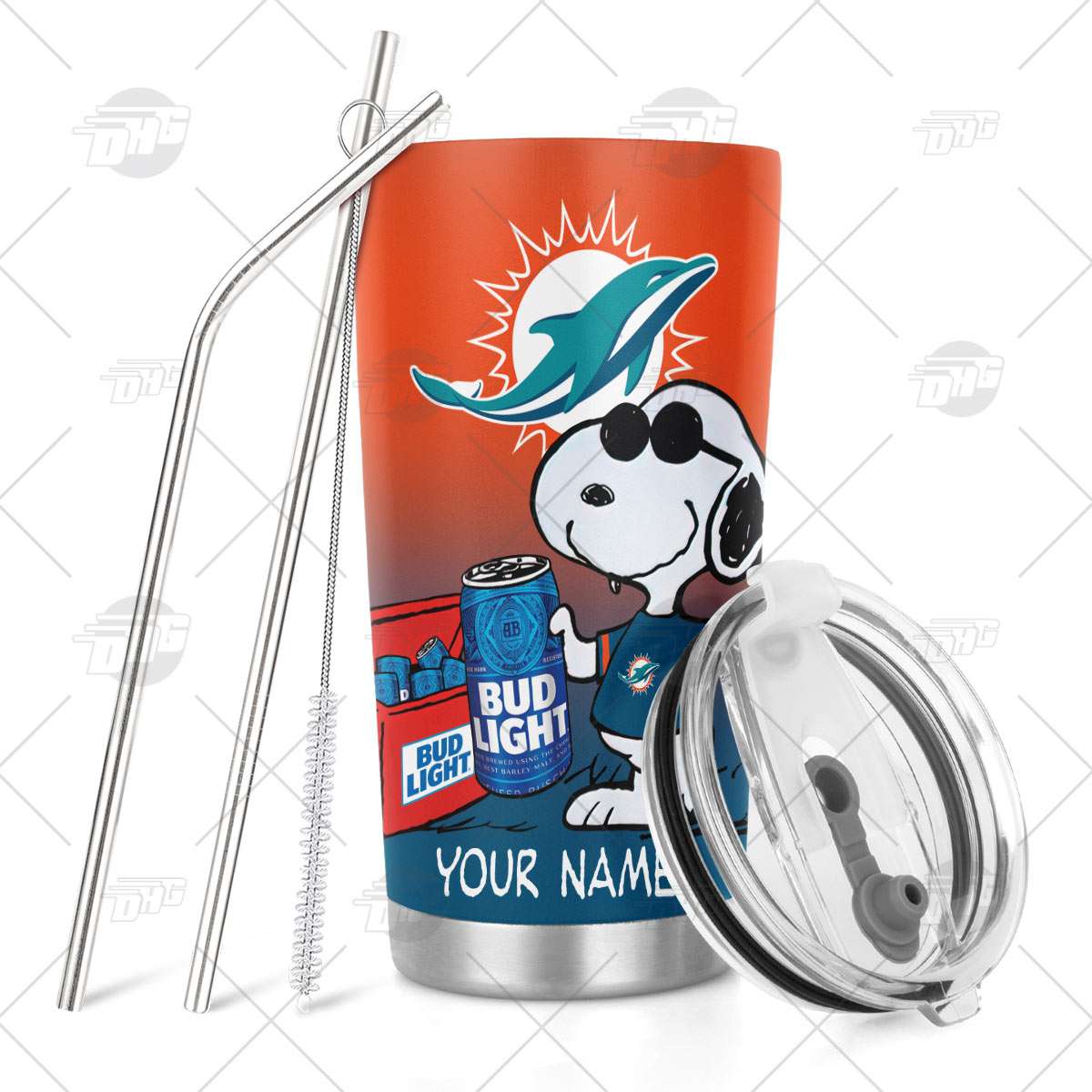 Miami Dolphins NFL Snoopy Tumbler