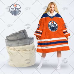 Personalized NHL Edmonton Oilers Orange oodie blanket hoodie snuggie hoodies
