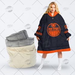 Personalized NHL Edmonton Oilers Navy oodie blanket hoodie snuggie hoodies