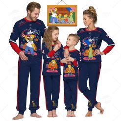 Personalized NHL Columbus Blue Jackets Jersey ft. The Simpsons Pyjamas For Family Best Christmas Gift Custom Gift for Fans
