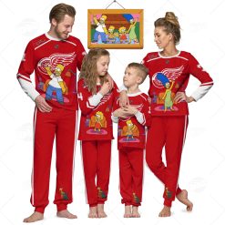 Personalized NHL Detroit Red Wings Jersey ft. The Simpsons Pyjamas For Family Best Christmas Gift Custom Gift for Fans