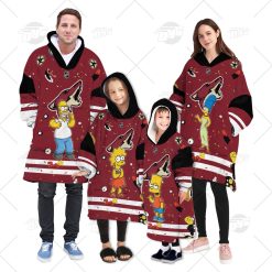 Personalized NHL Oodie Arizona Coyotes Jersey ft. The Simpsons Hoodeez For Family Best Christmas Gift Custom Gift for Fans