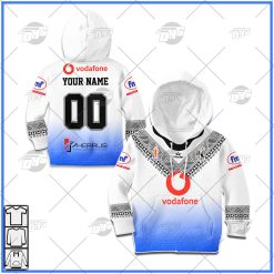 Personalise Fiji Bati Rugby League World Cup Jersey Away 2022 Hoodie Long Tee For KID