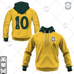 Brazil Pele Signed Jersey Styled Hoodie T Shirt Autographed PSA DNA ITP COA