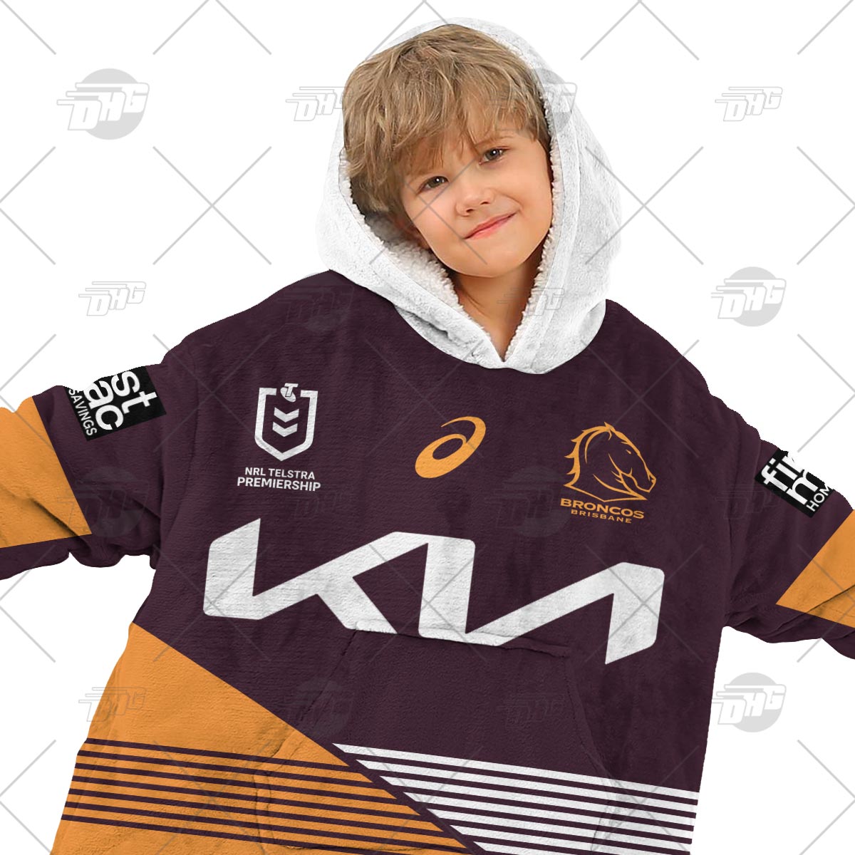 Personalised NRL Brisbane Broncos Oodie 2023 Home Jersey