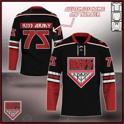 Personalized KISS Army Red/Black Hockey Jersey